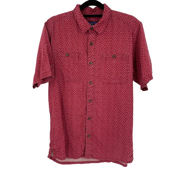 Patagonia Worn Wear Men’s S Short Sleeve Button Down Shirt Maroon Pattern - Picture 1 of 10
